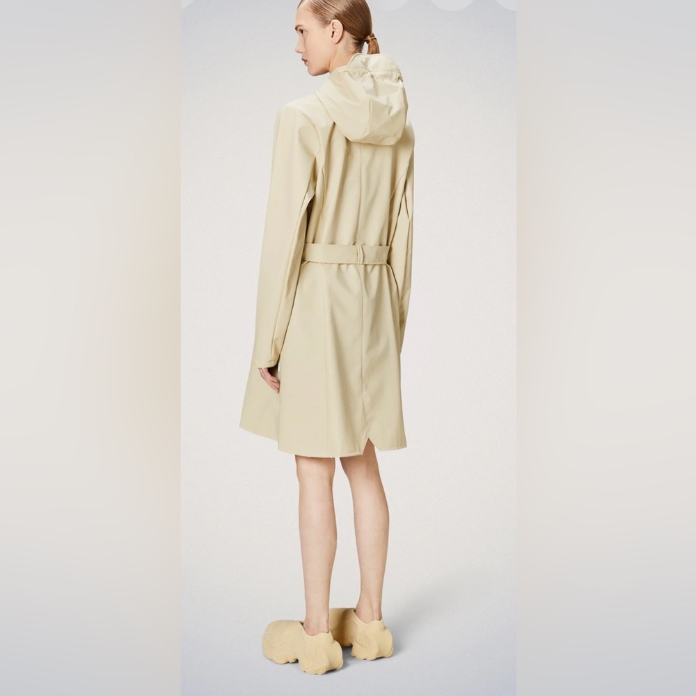 NWT Curve Women’s Rains Waterproof Raincoat Yellow Hooded Trench Coat Size M - Picture 10 of 11